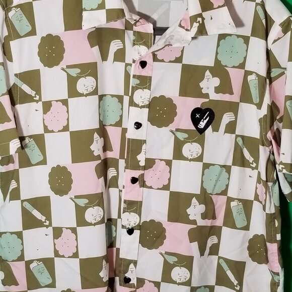 Mel Tow Midsummer Sweat Mens Medium Button Up Graphic Uchuu Summer Anime - Picture 3 of 8